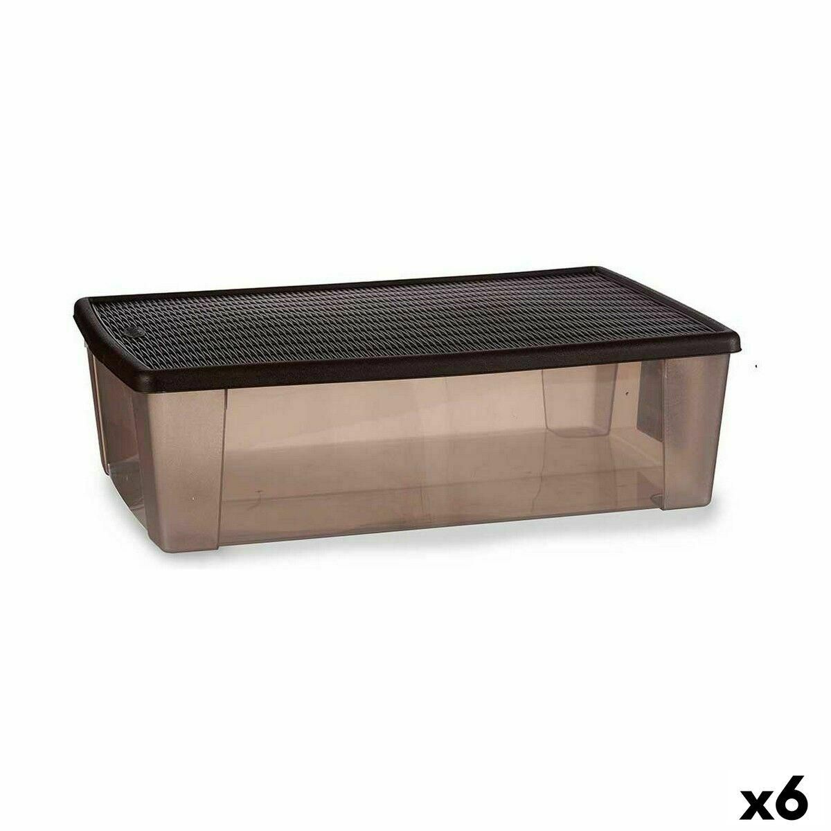 Opbevaringsboks med låg Stefanplast Elegance Brun Plastik 30 L 38,5 x 17 x 59,5 cm (6 enheder)