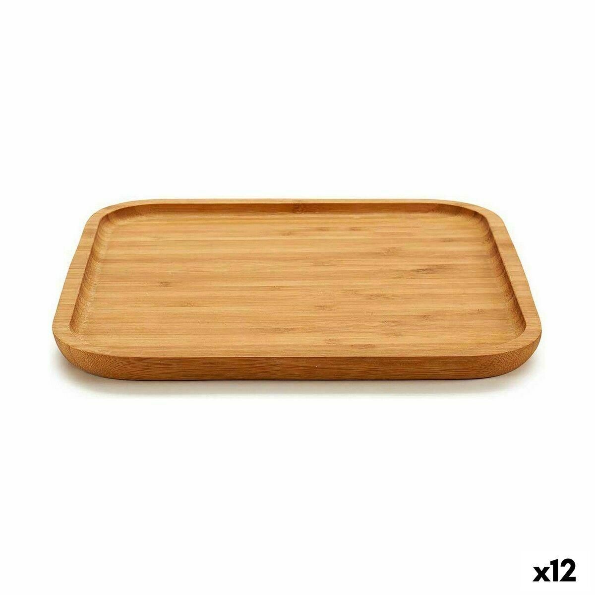 Snack bakke Firkantet Brun Bambus 25 x 1,5 x 25 cm (12 enheder)