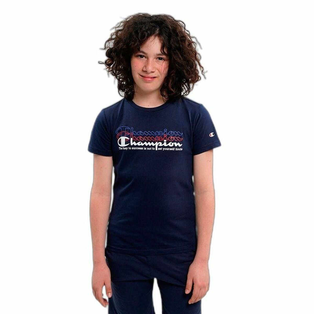 Kortærmet T-shirt til Børn Champion Crewneck Blå 7-8 år