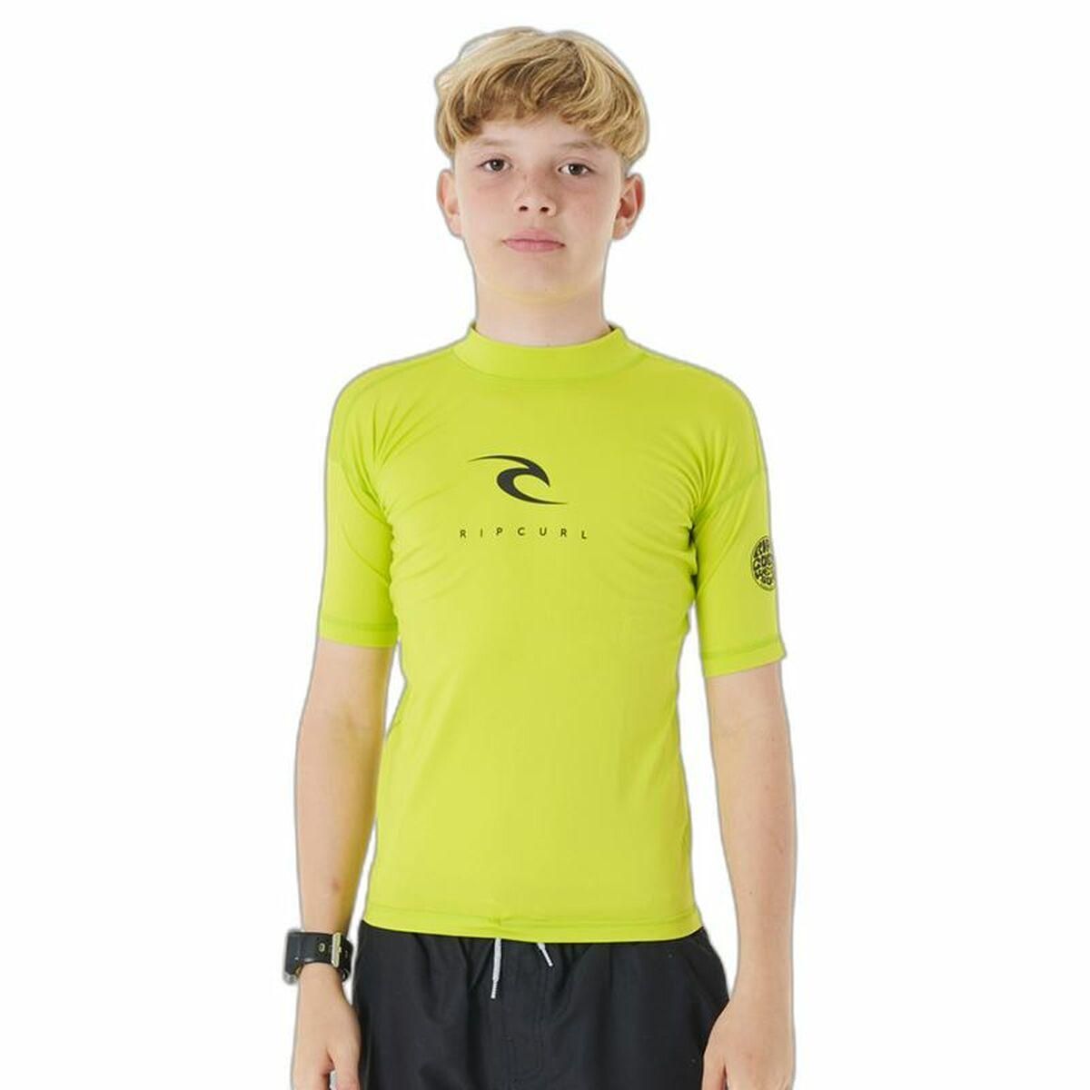 Børne Kortærmet T-shirt Rip Curl Corps S/S Rash Gul Surf Lycra 16 år