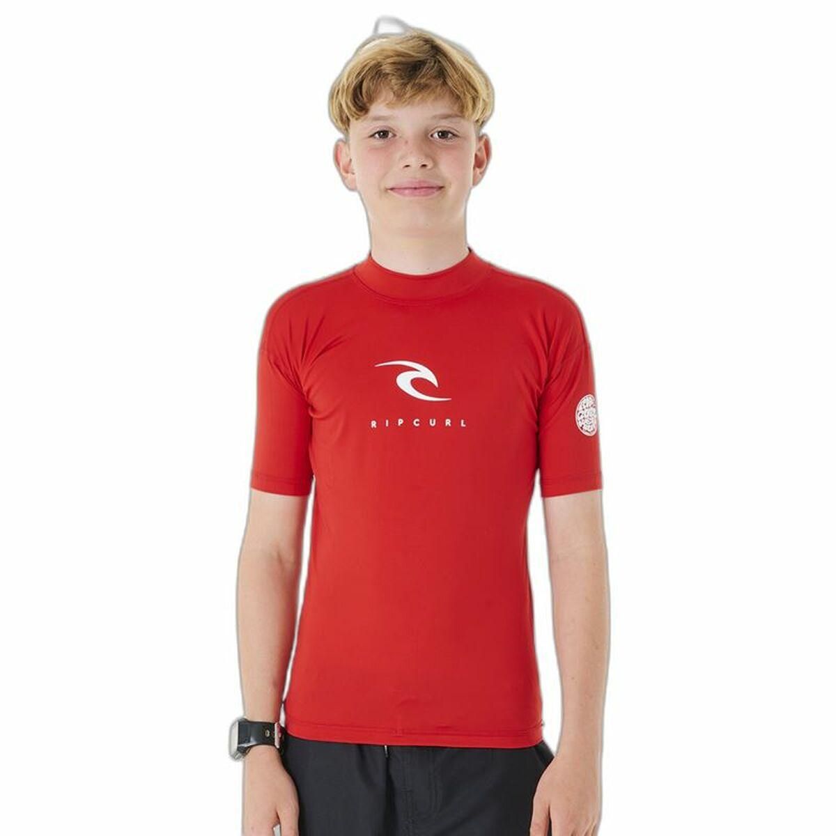 Kortærmet T-shirt til Børn Rip Curl Corps L/S Rash Vest Rød Lycra Surf 14 år