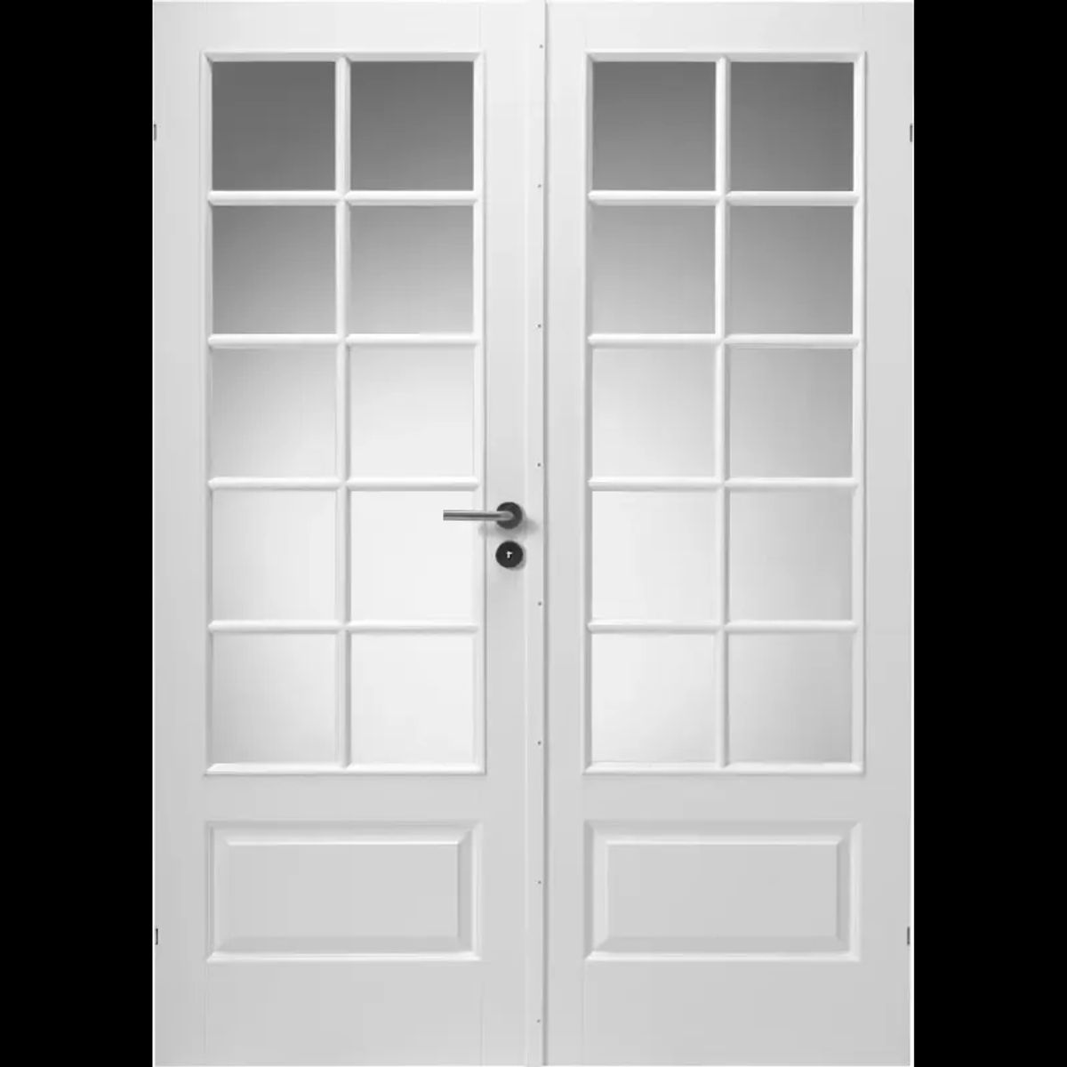 Swedoor Style SP10+SP10 hvidmalet dobbeltdør celle m/glas m17x21 / 82,5+82,5x204cm