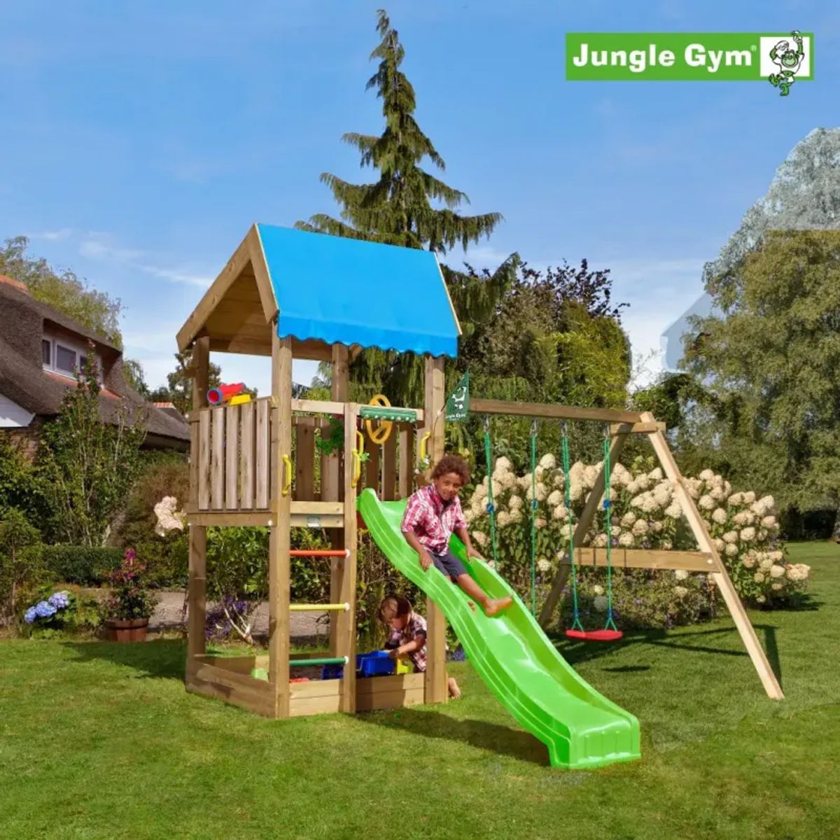 Jungle Gym Home legetårn komplet inkl. swing module xtra ekskl. rutschebane - 804-315SB