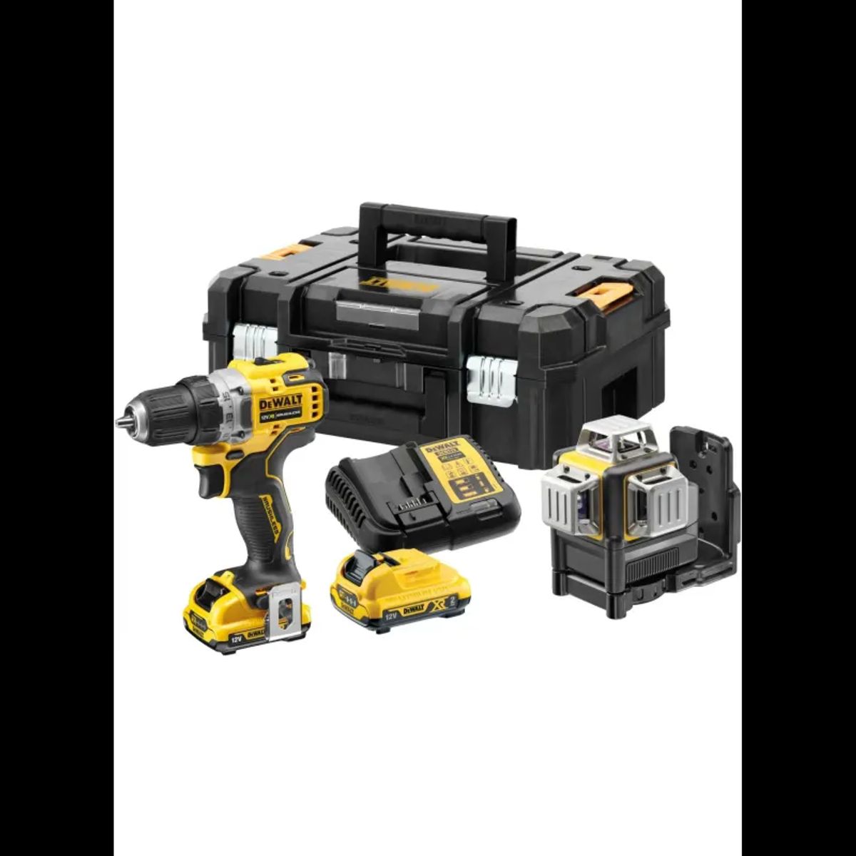 DeWALT 12v Sæt Skruemaskine+360gr Laser 2x2.0ah - DCK212D2T-QW