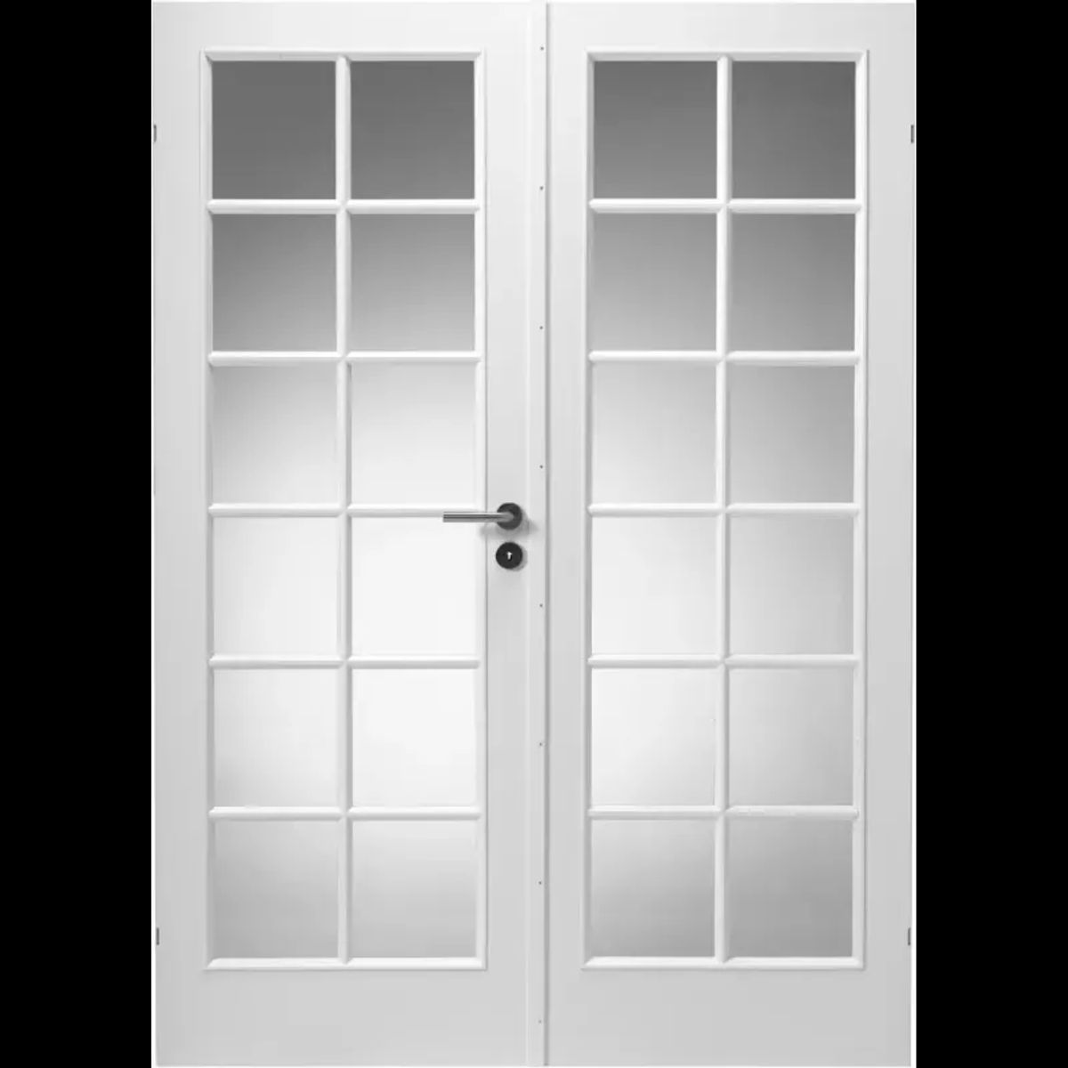 Swedoor Style SP12+SP12 hvidmalet dobbeltdør celle m/glas m15x21 / 72,5+72,5x204cm