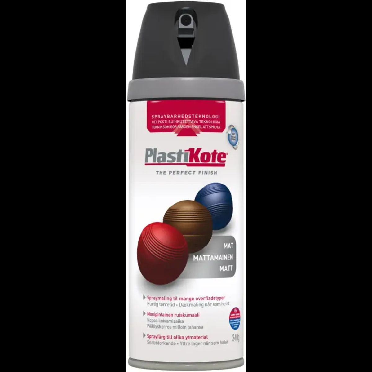 Plasti-kote Twist, Mat - 23101/ral 9005 Sort 400ml