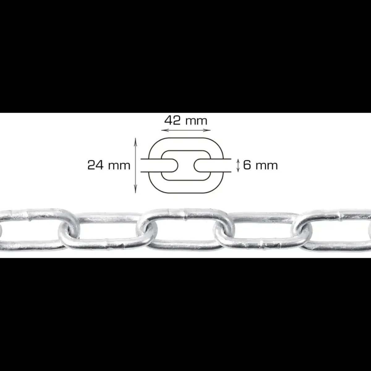 Home-it langleddet kæde 6 mm x 2 meter galvaniseret