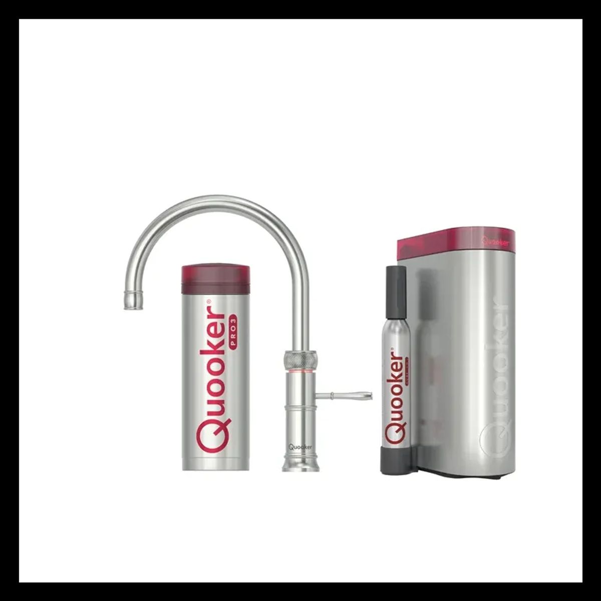 Quooker Classic Fusion Round Sæt M3l Rustfri Stål Inkl. Pro3 & Cube Beholder