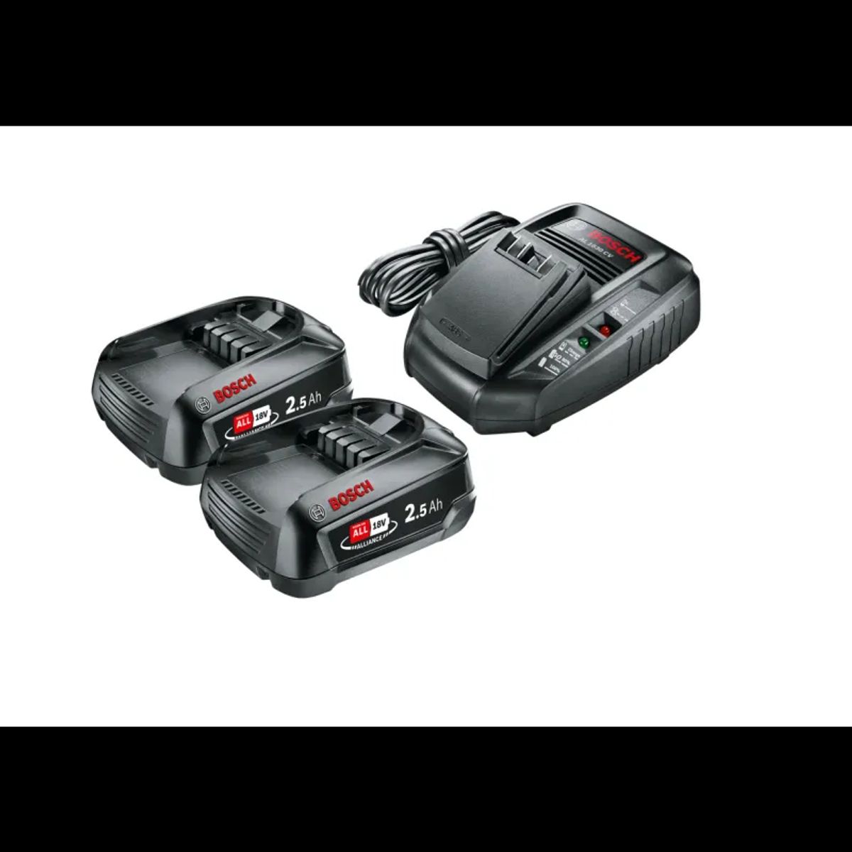 Bosch Startsæt 18 V (2 x 2,5 Ah + AL 1830 CV) Systemtilbehør 18-V lithium-ion - 1600A011LD