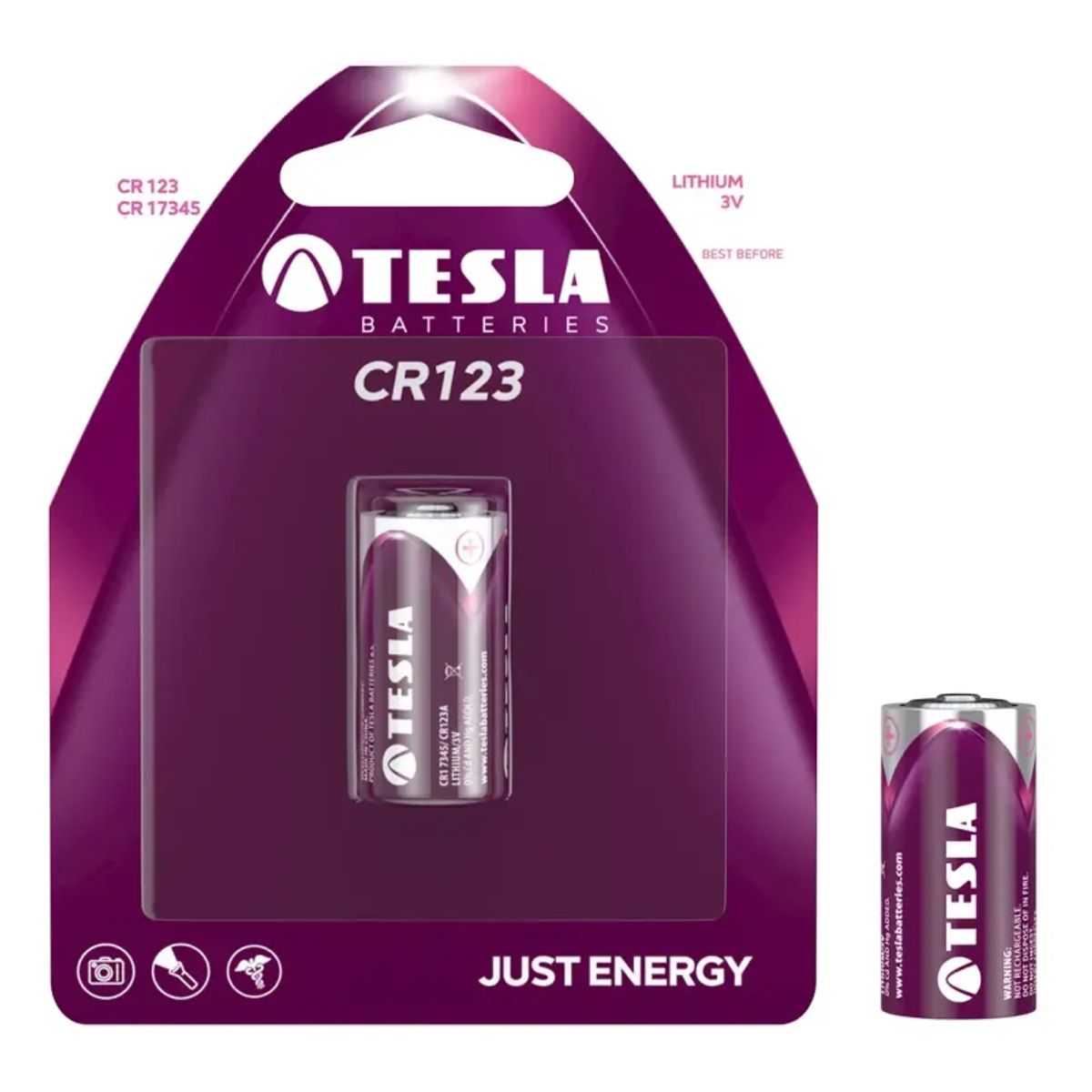 TESLA Batteri CR123 3V Lithium 1-pak - 2293114