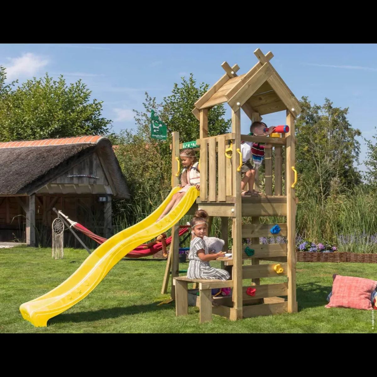 Jungle Gym Teepee legetårn komplet inkl. gul rutschebane 804-088GU