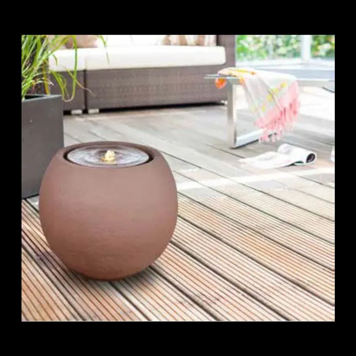 Garden Fountain "Ball LED", rusty color, 50x50x43cm