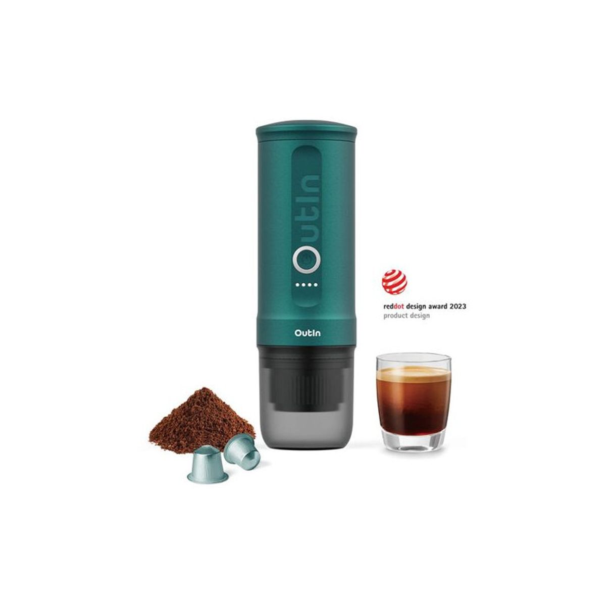 Outin Nano Portable Espresso Outin Teal Bærbar espressomaskine.