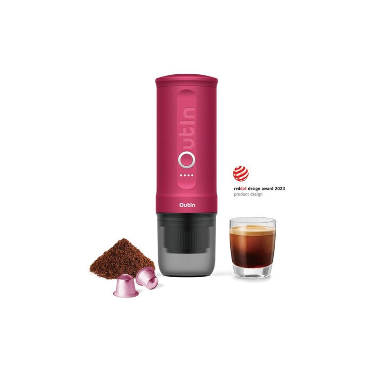 Outin Nano Portable Espresso Crimson Red Bærbar espressomaskine