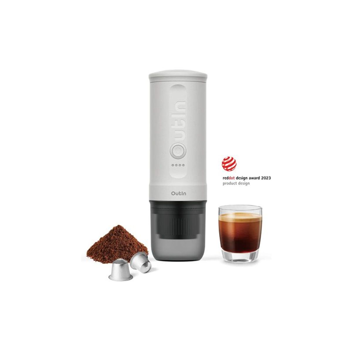 Outin Nano Portable Espresso Pearl White Bærbar espressomaskine