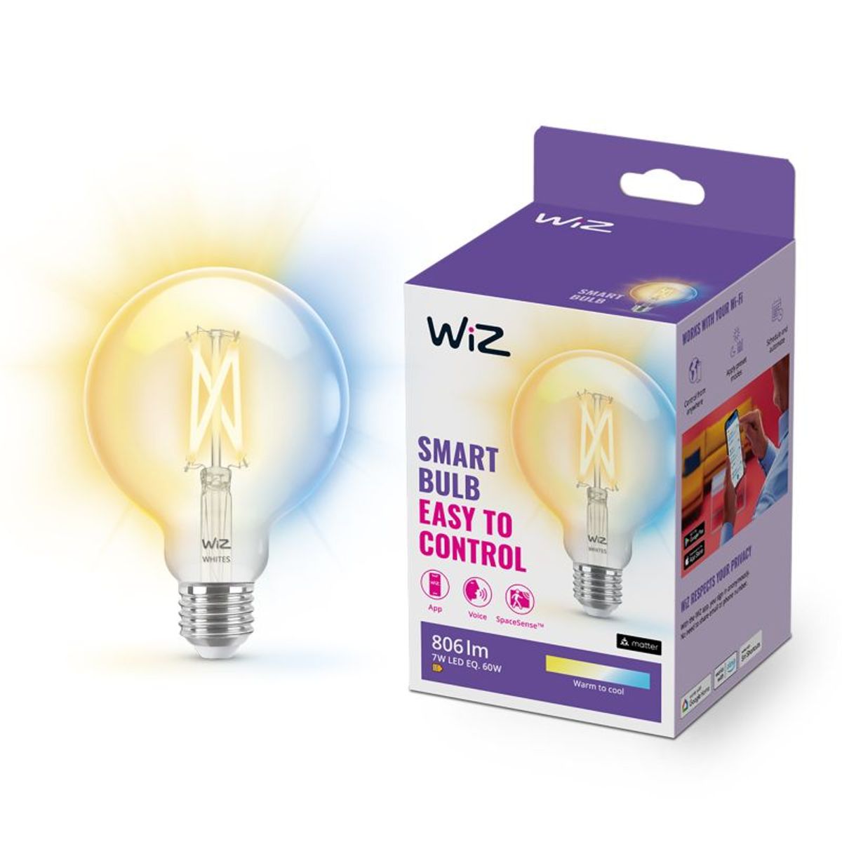 WiZ Pære Filament Klar - E27 60W - 929003018201