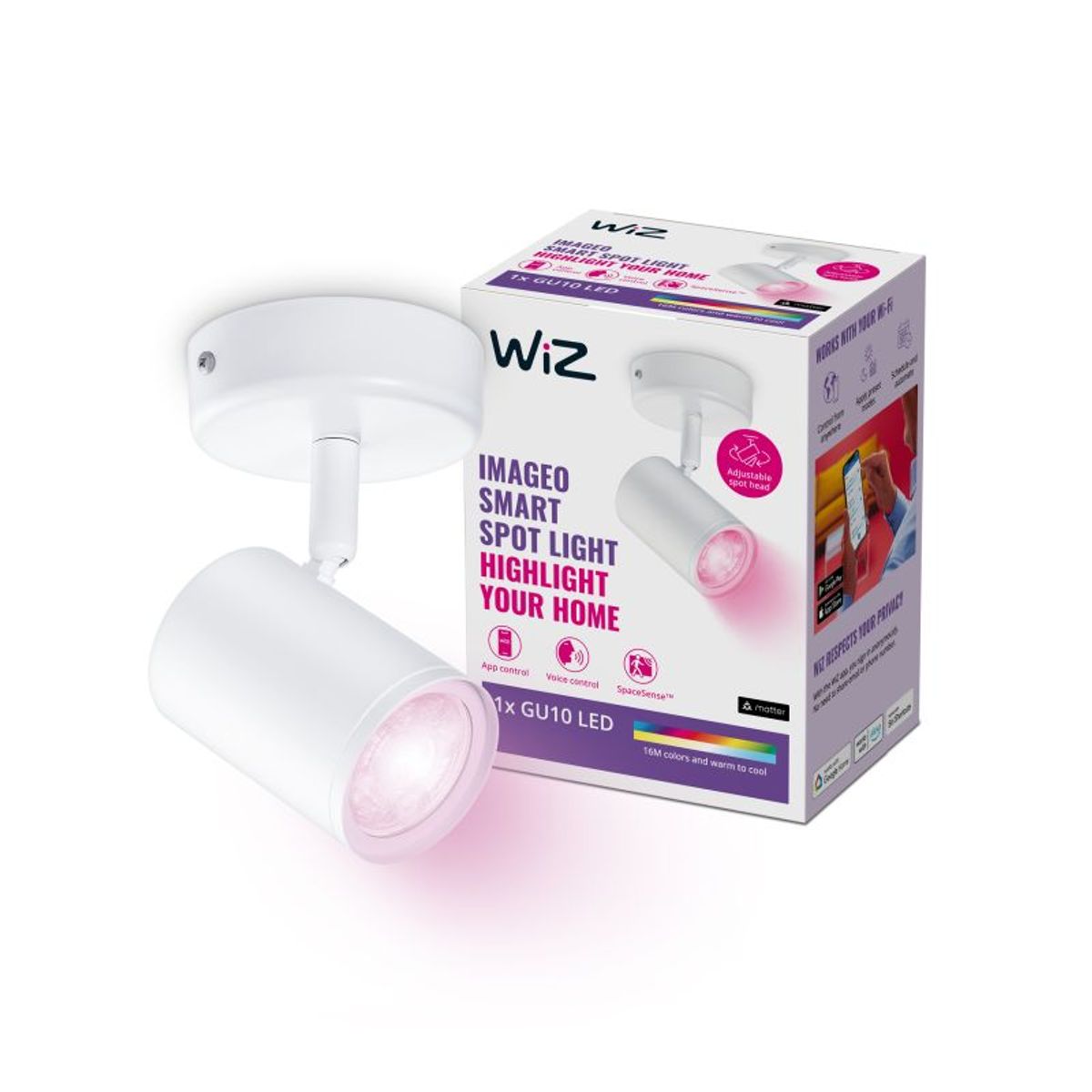 WiZ Spots 1x5W W 22-65K RGB