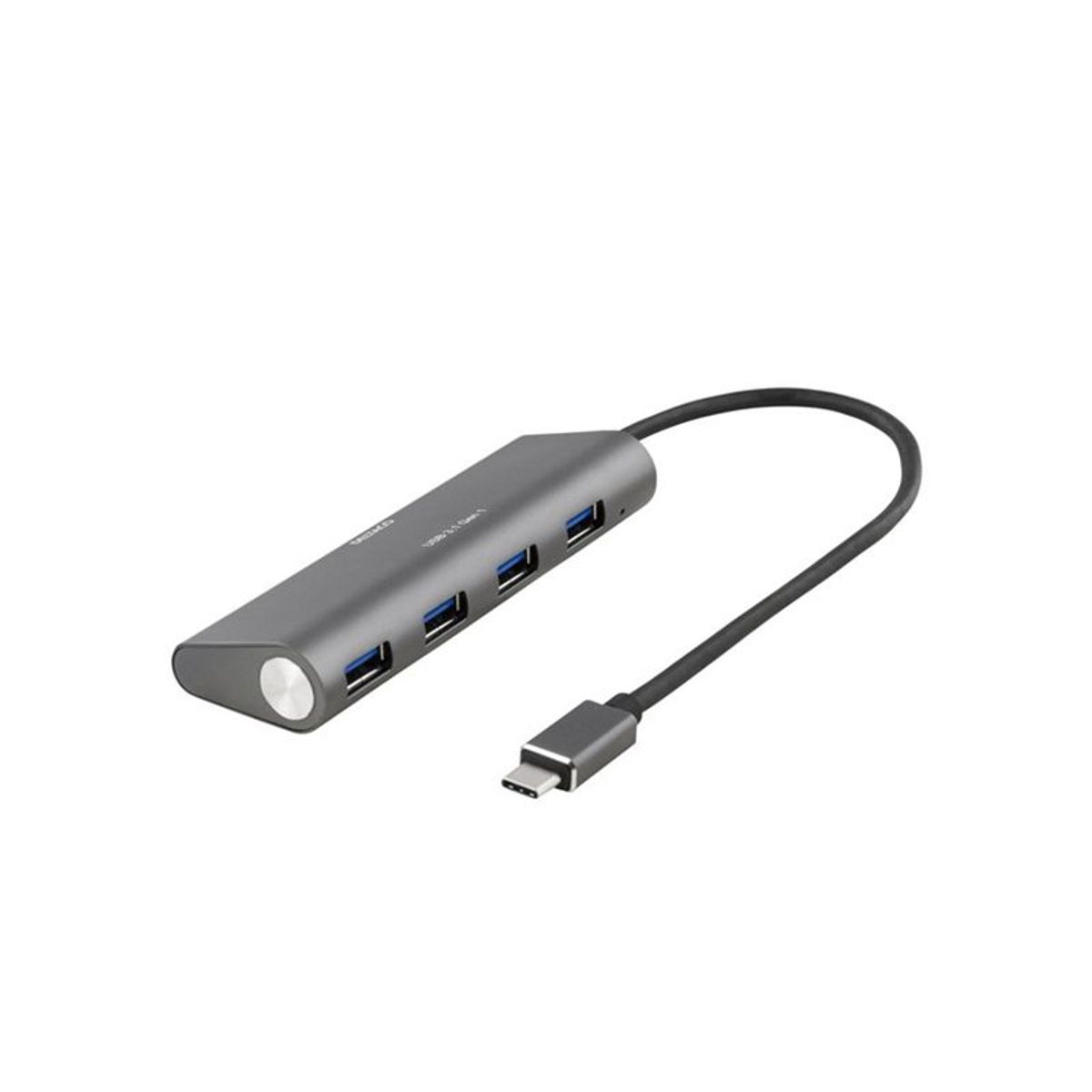 Deltaco USBC-1207 4-port USB Hubb, Typ C ha, 4xTyp A ho, alu 4 Port USB-C Hub