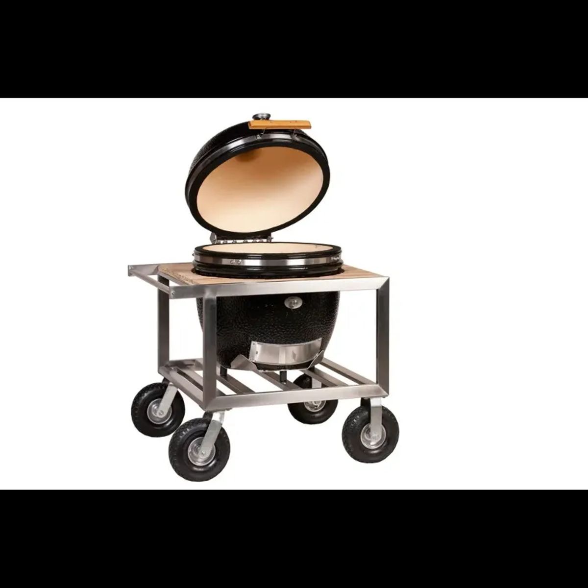 Monolith Kamado Vogn/Buggy til LeChef/XL grills (Rustfri stål& Teak)