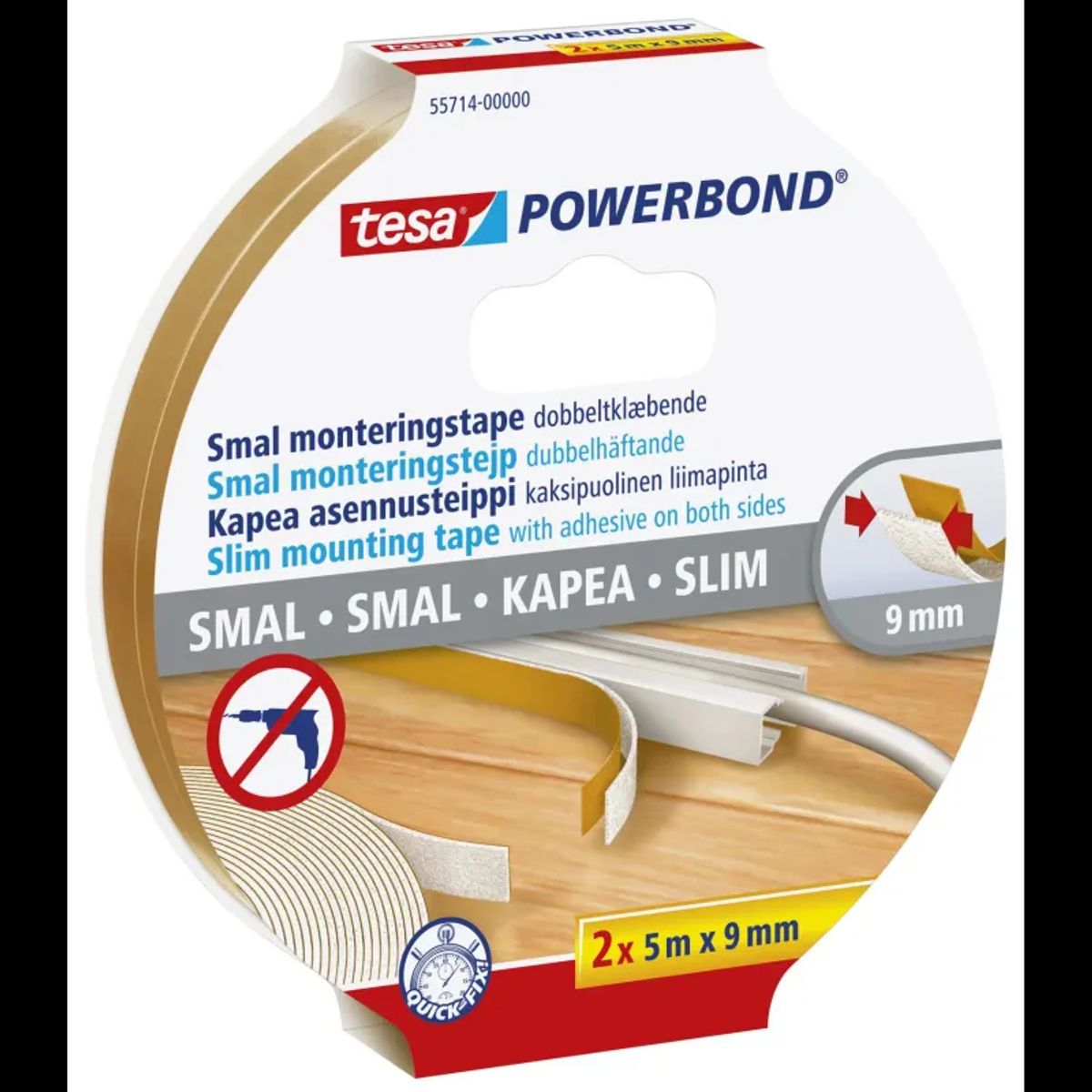 Tesa Dobbeltklæbende Tape 9mm 55714