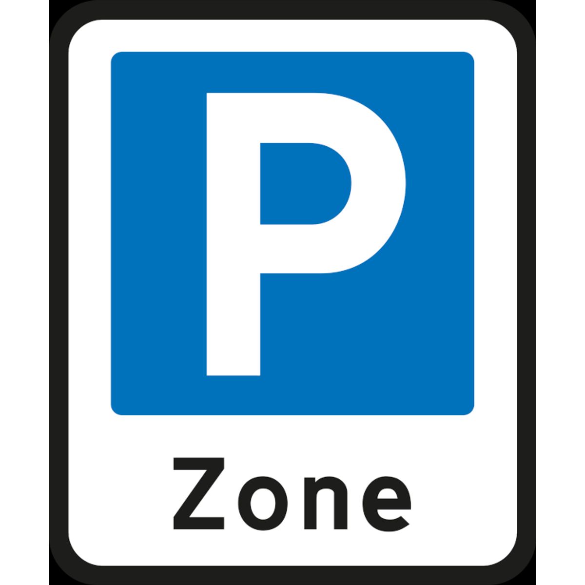 Zone med parkering E 68,3 oplysningstavle