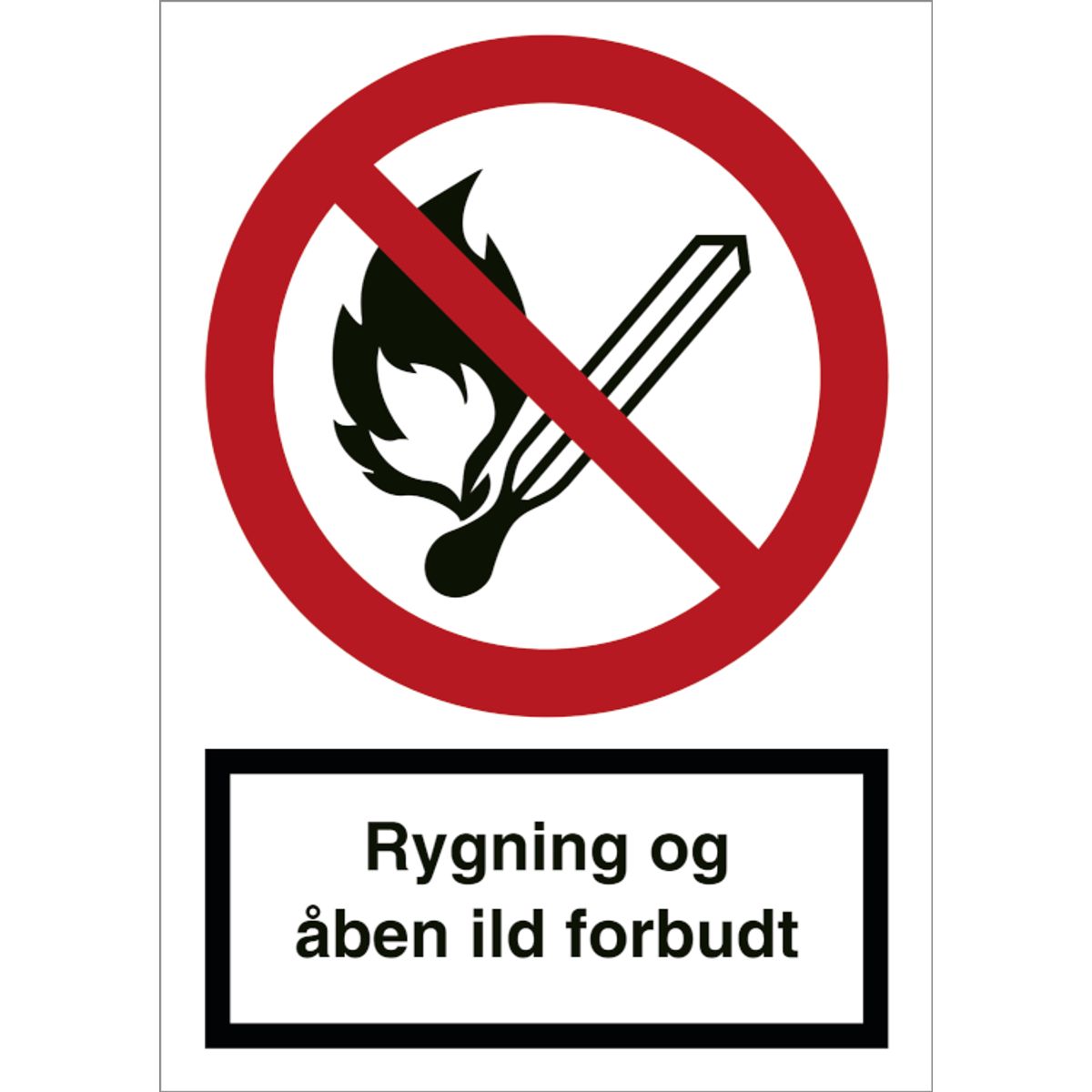 Rygning og åben ild forbudt skilt