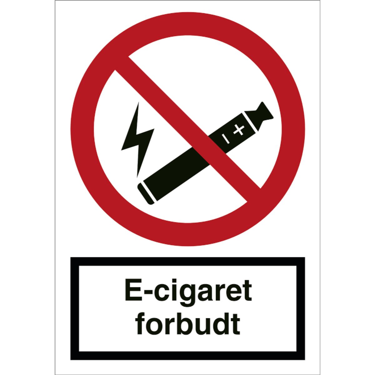 E-cigaret forbudt skilt