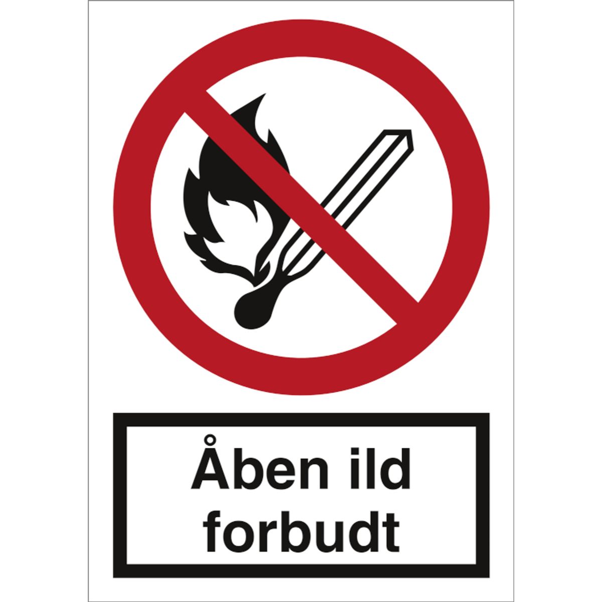 Forbudsskilt -Åben ild forbudt - Selvklæbende vinyl - (A4) 297 x 210 mm