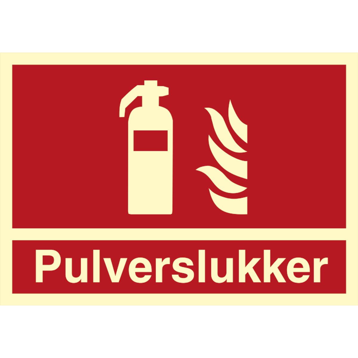 Brandskilt - Pulverslukker - Efterlysende aluminium - 105 x 148 mm (A6)