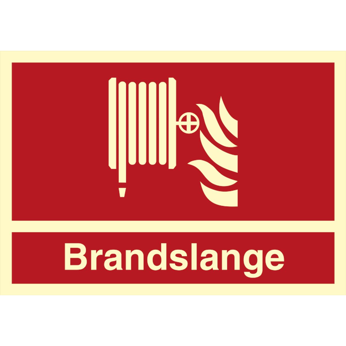 Brandskilt - Brandslange - Efterlysende plast - 210 x 297 mm (A4)