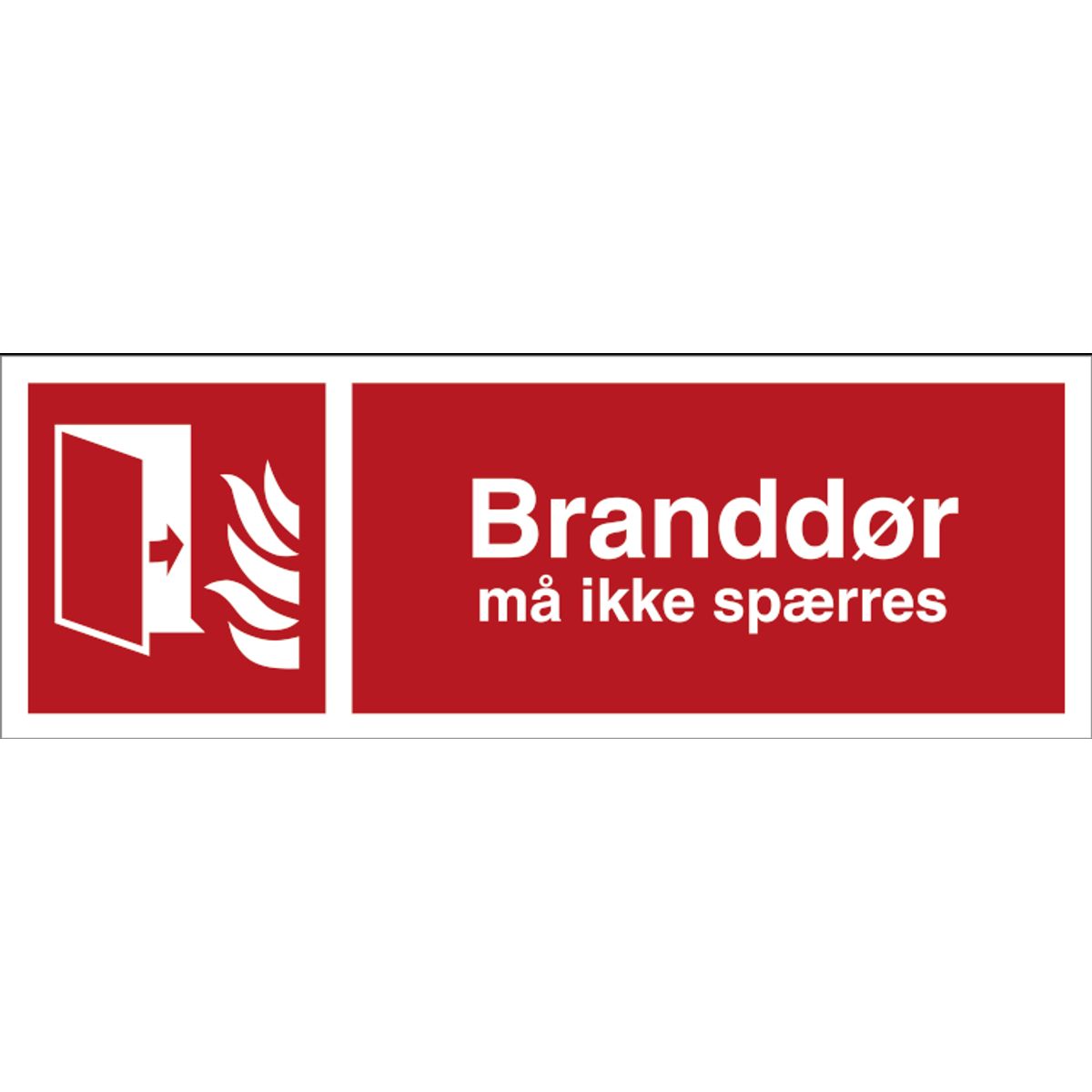 Brandskilt - Branddør må ikke spærres - Vinyl klistermærke - 105 x 297 mm