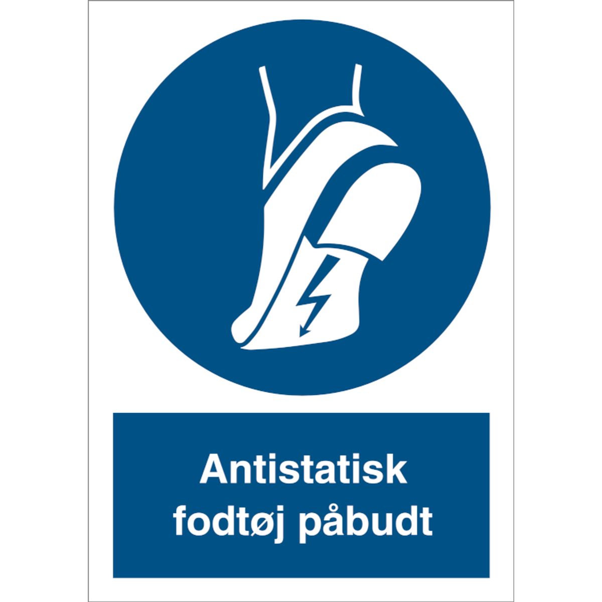 Antistatisk fodtøj påbudt - Plast - 210 x 148 mm