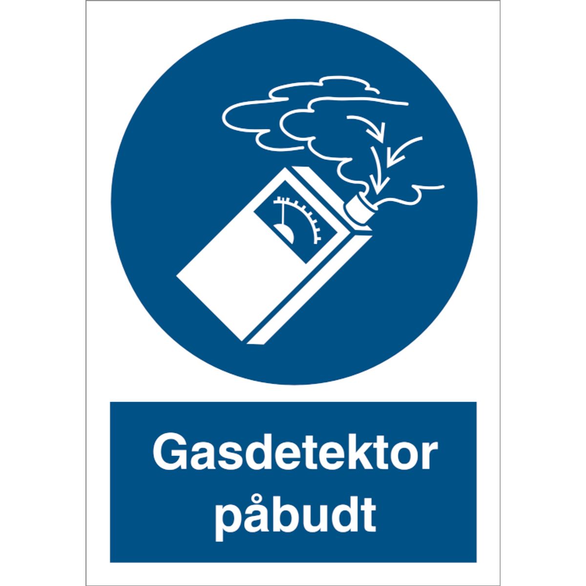 Påbudsskilt - Gasdetektor påbudt - Plast - (A6) 148 x 105 mm