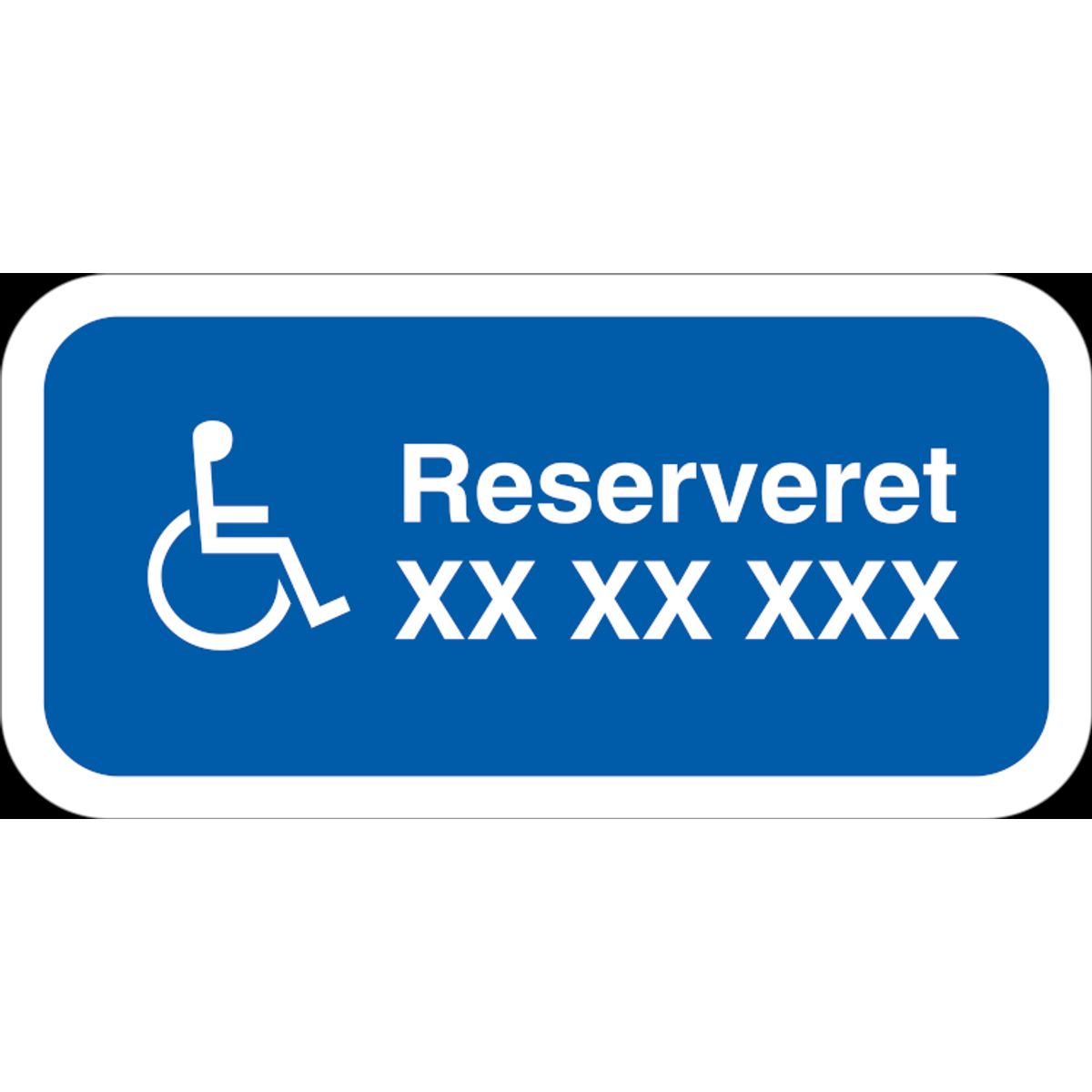 Handicap parkering reserveret skilt med nummerplade information