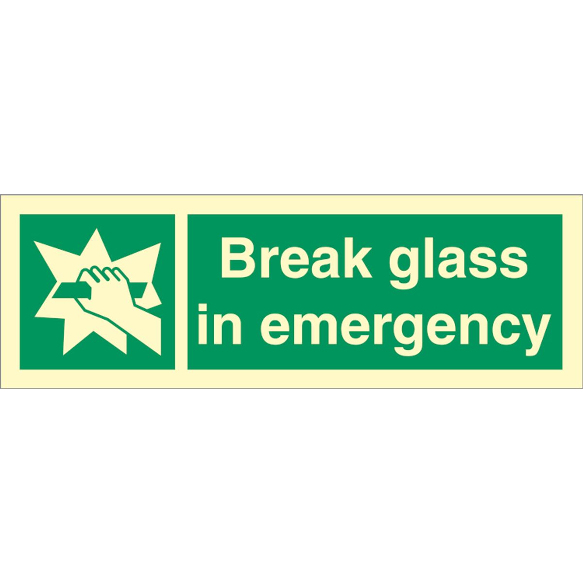 Break glass in emergency - Efterlysende Vinyl HI150 - 100 x 300 mm