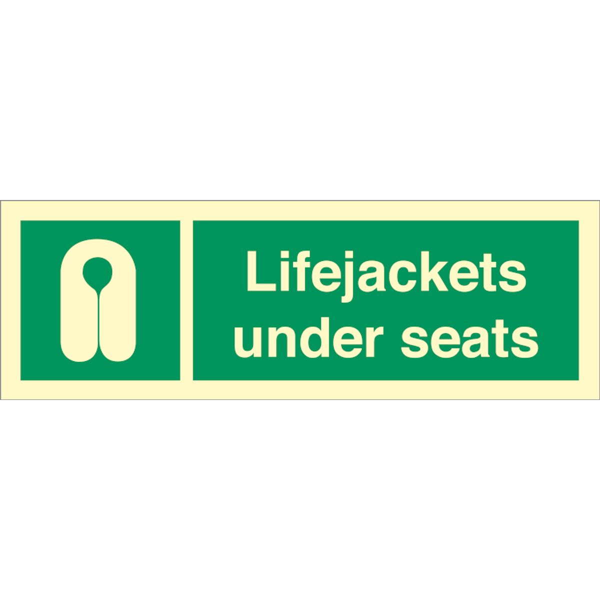 Lifejacket under seats - Efterlysende Vinyl HI150 - 100 x 300 mm