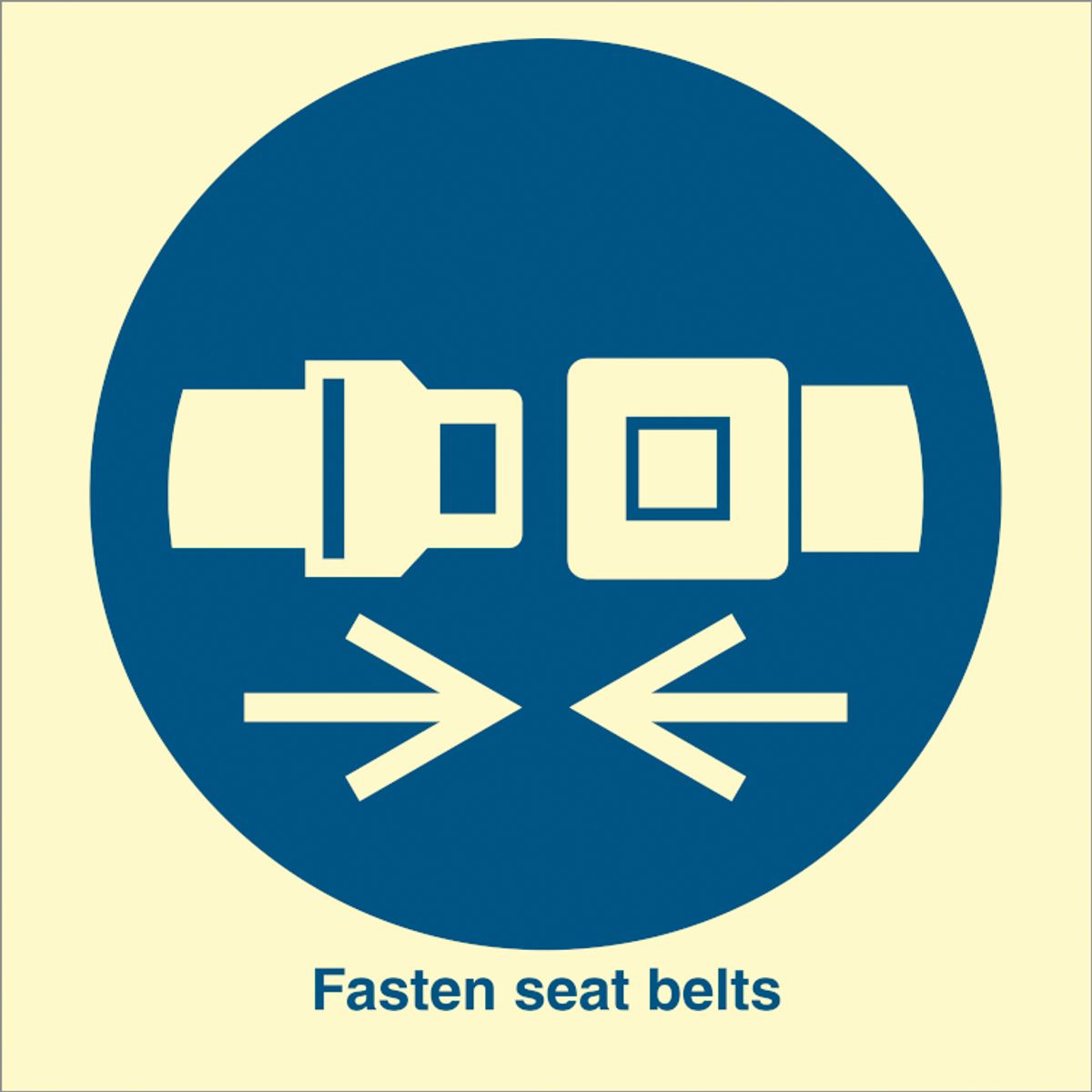 Fasten seat belts - Efterlysende plast HI150 - 150 x 150 mm