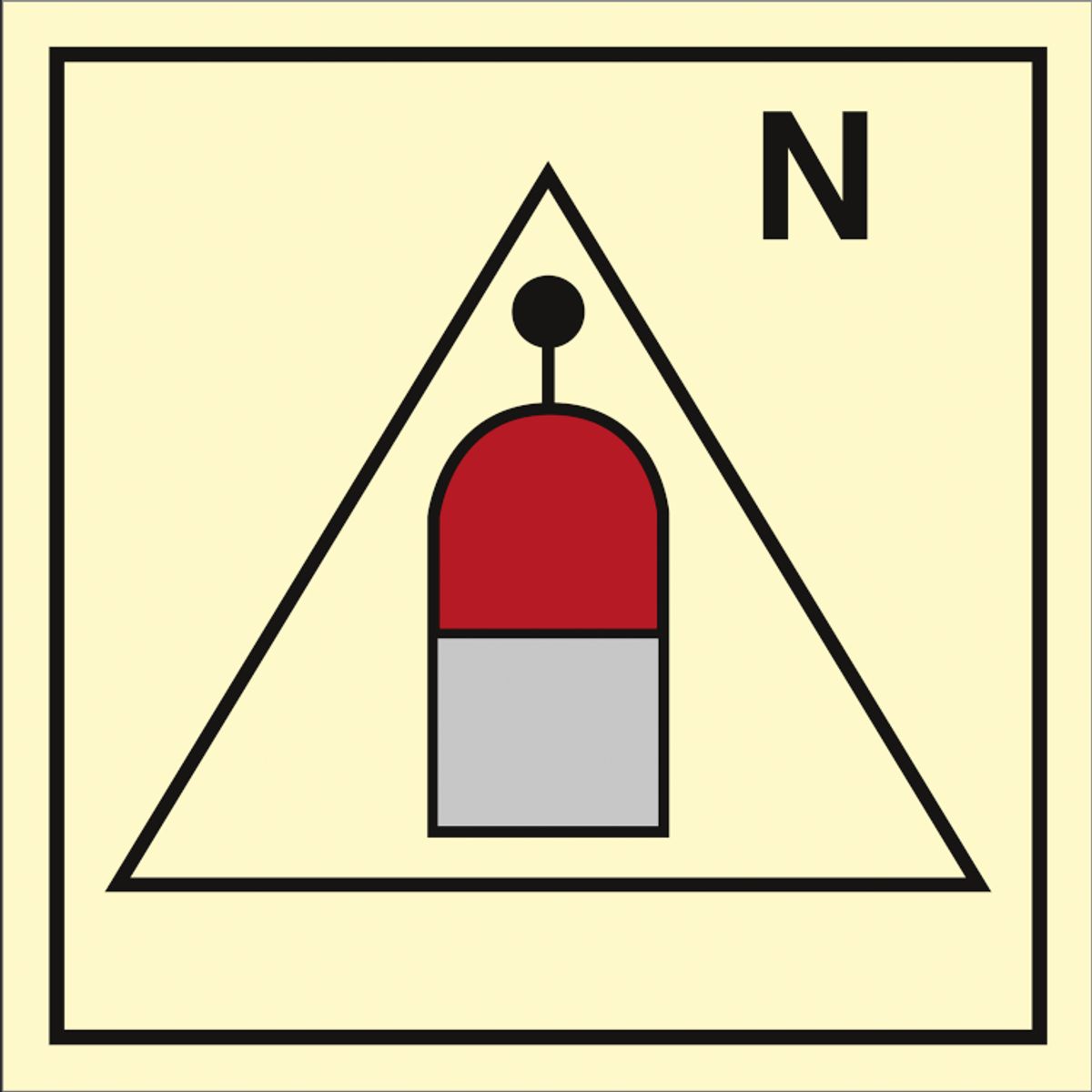 Fire control sign - Remote release station for Nitrogen