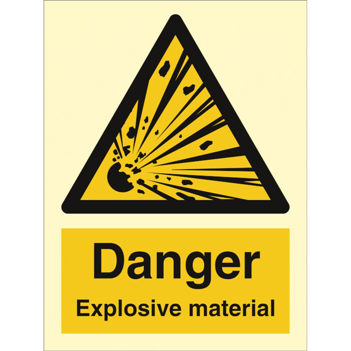 Danger Explosive material - Efterlysende Vinyl HI150 - 200 x 150 mm