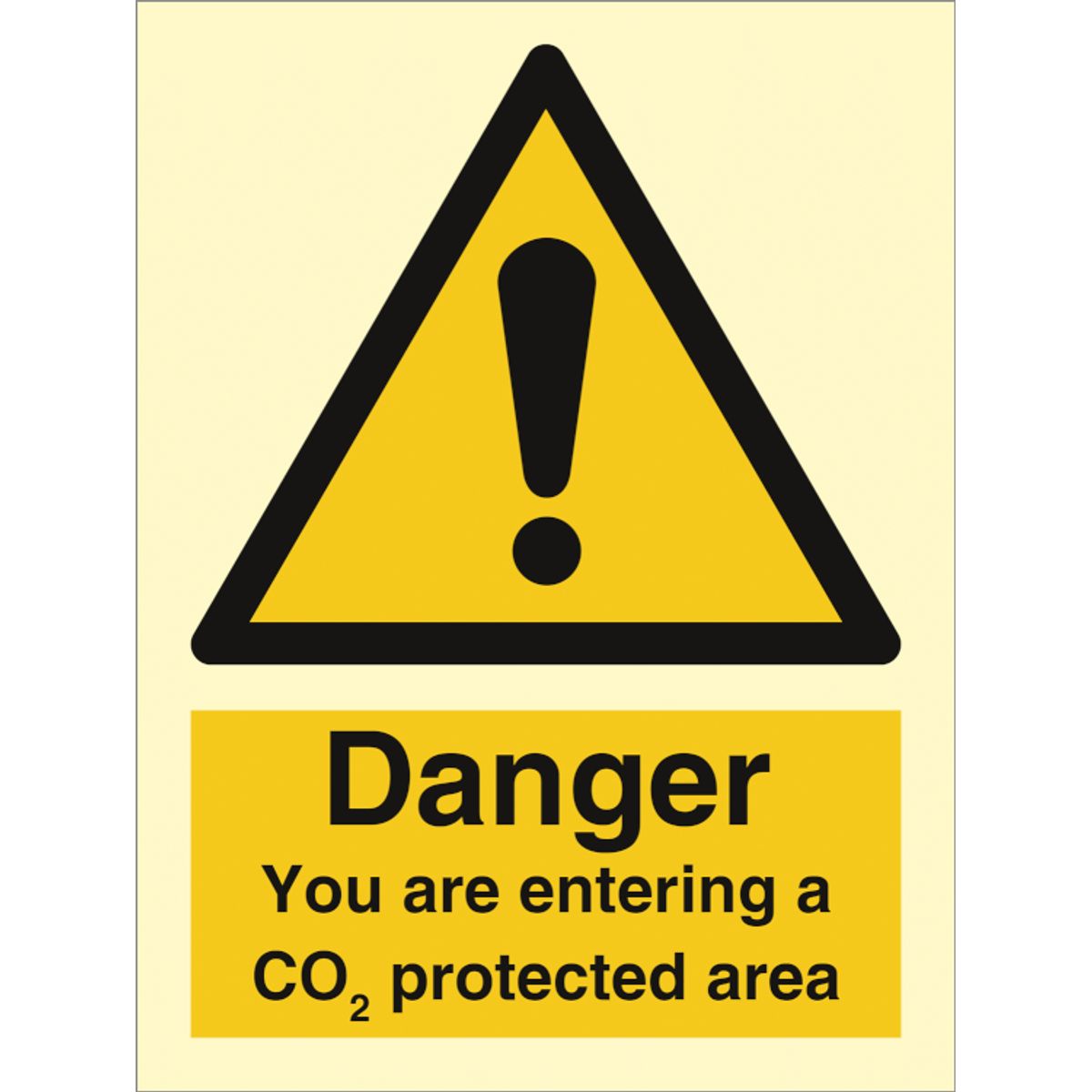 Danger You are entering a CO2 protected area - Efterlysende Vinyl HI150 - 200 x 150 mm