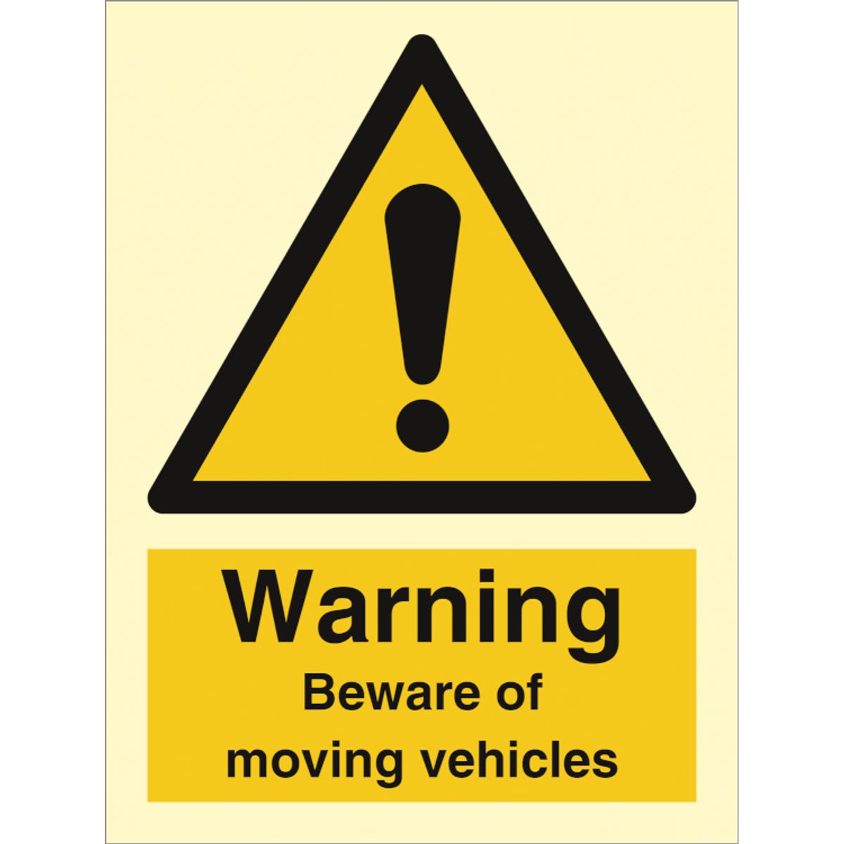 Warning Beware of moving vehicle - Efterlysende plast HI150 - 200 x 150 mm