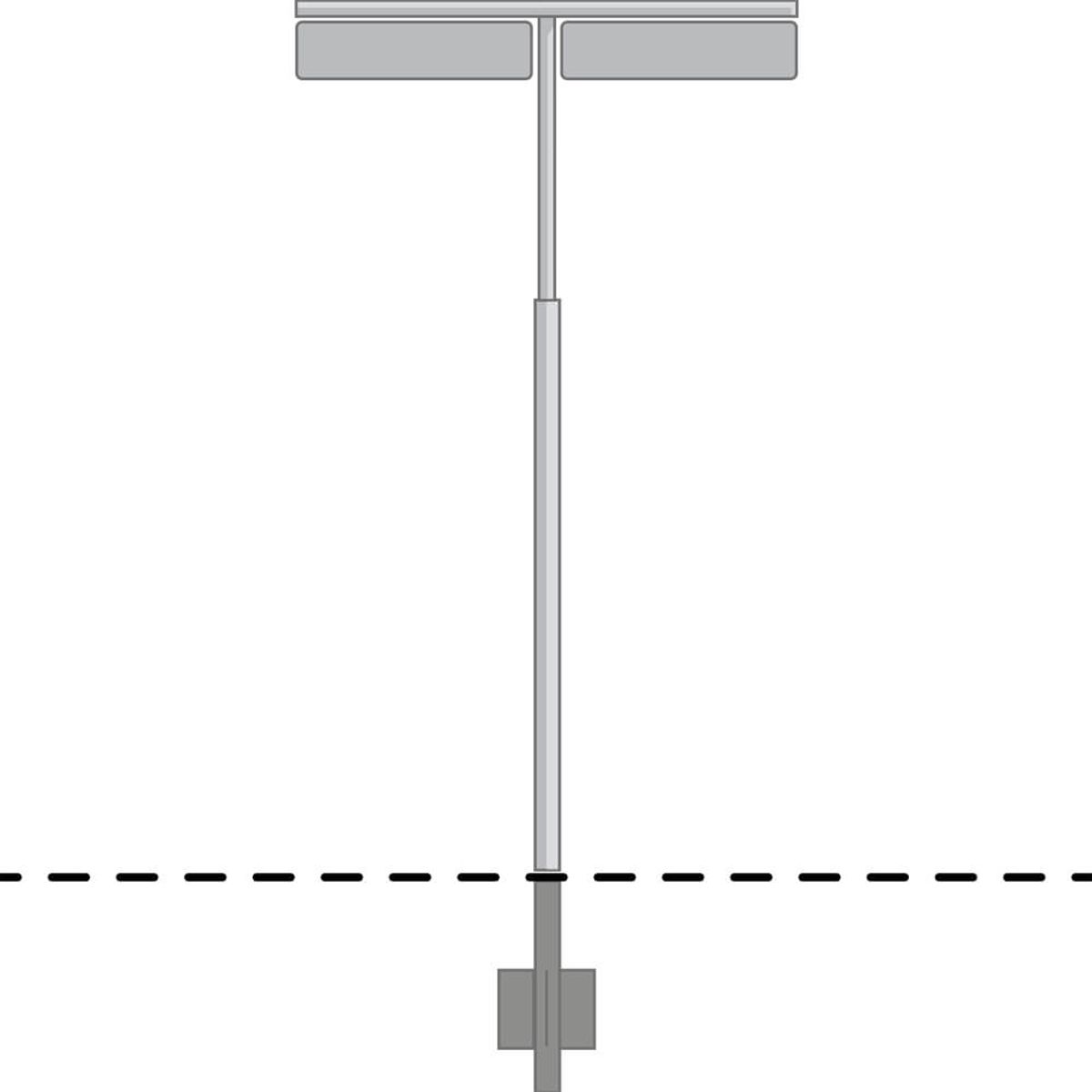 T-stander til 16x90cm skilte - Varmgalvaniseret - H 220 cm Ø 60 mm