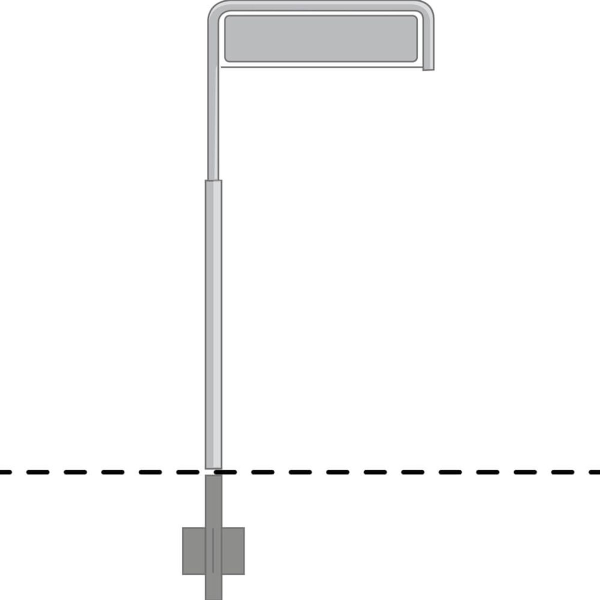 Vinkelstander til 16x100 cm skilt - med ramme - Varmgalvaniseret - H 220 cm Ø 60 mm