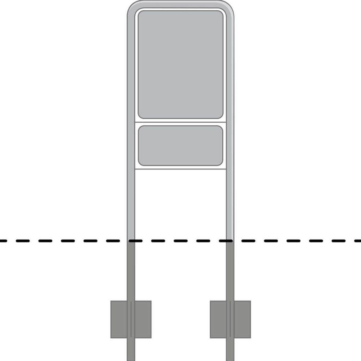 Lav, smal galge til 2 tavler - 60 x 50 cm og 25 x 50 cm - til trafik- og vejskilte