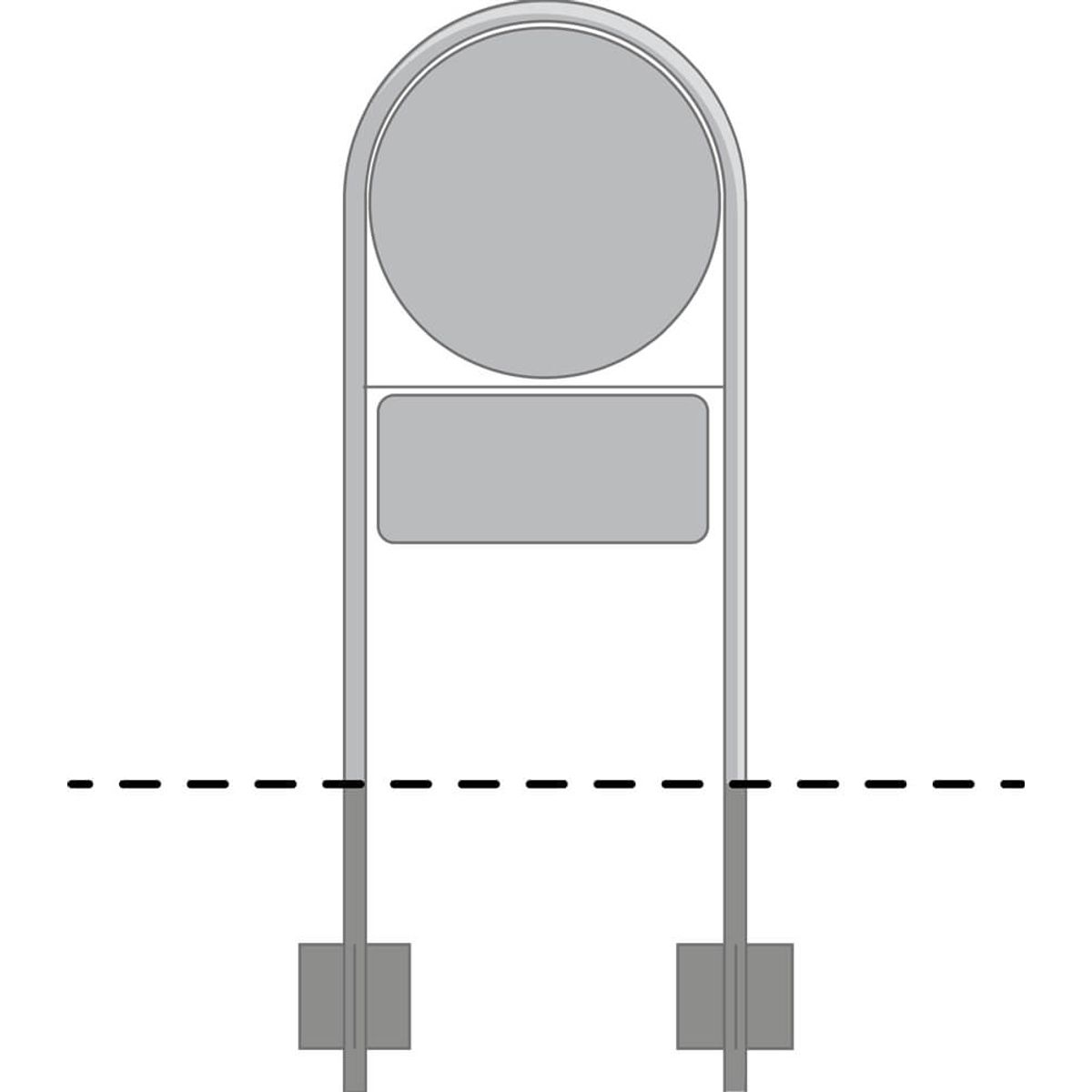 Lav galge med bue til 1 tavle og undertavle - Ø 70 cm og 30 x 70cm - til trafik og vejskilte