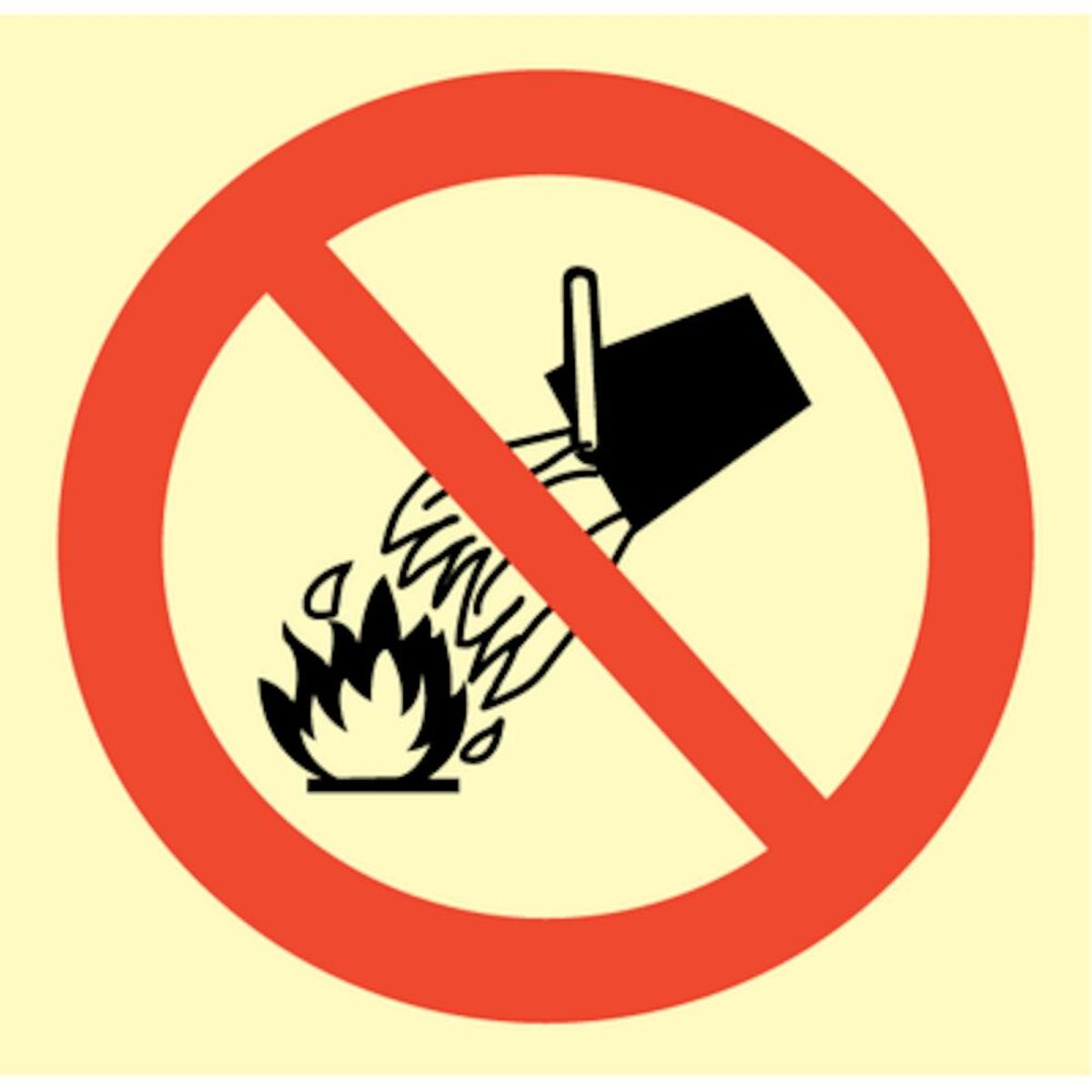 Do not extinguish with water - Efterlysende plast HI150 - 150 x 150 mm