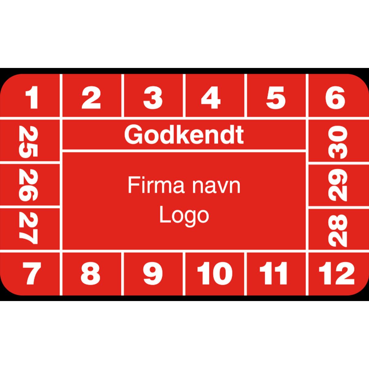 Godkendt - Selvklæbende ark à 10 stk. - 30 x 50 mm