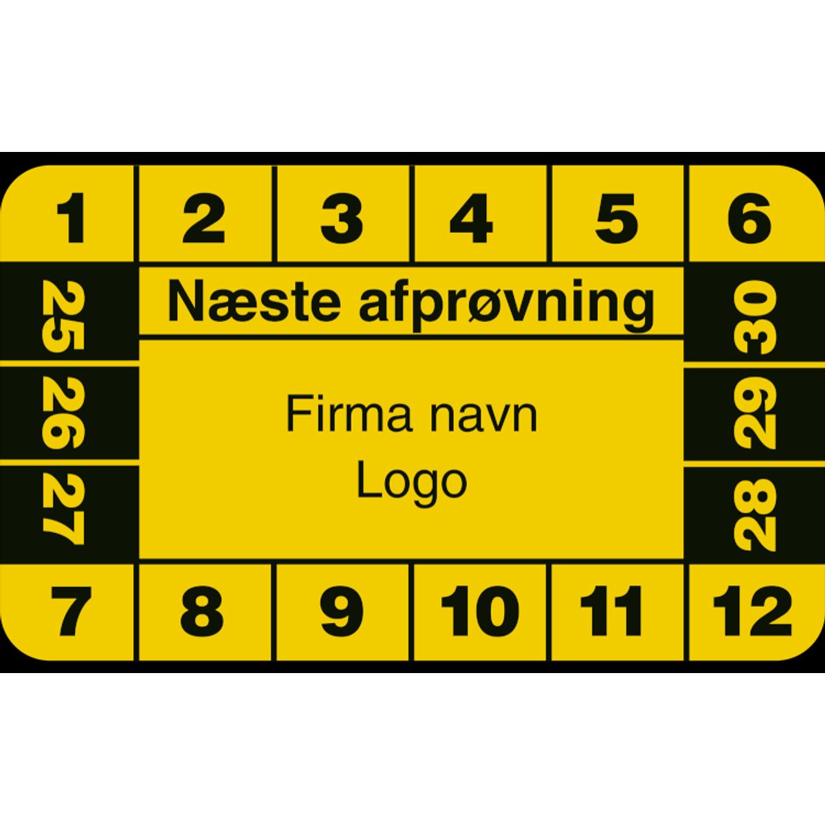 Næste afprøvning - Gul - Selvklæbende ark à 10 stk. - 30 x 50 mm