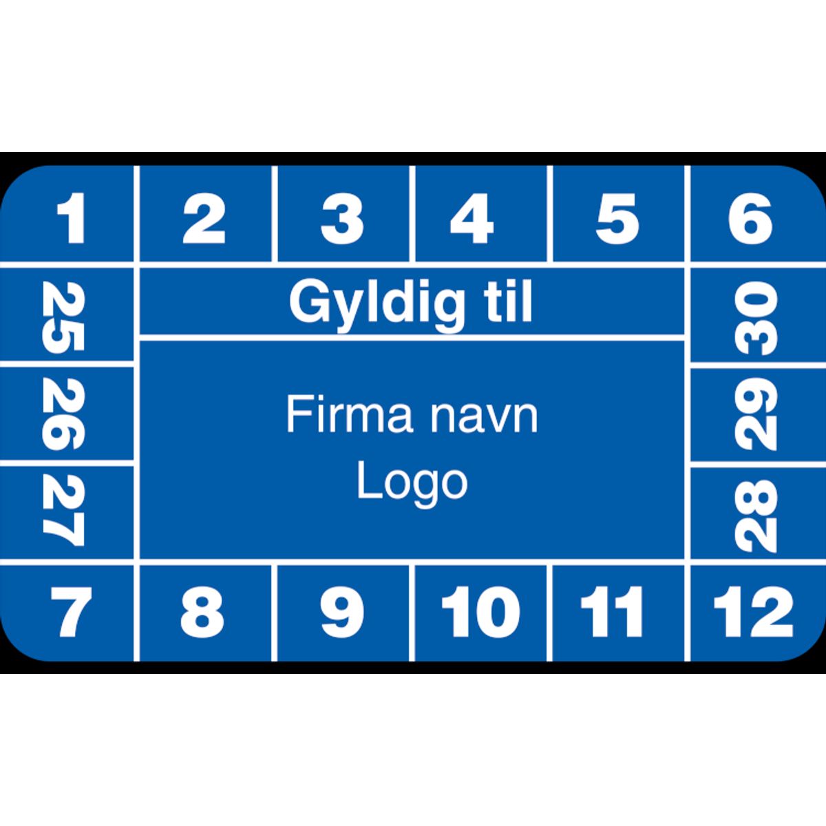 Gyldig til - Blå - Selvklæbende ark à 10 stk. - 30 x 50 mm