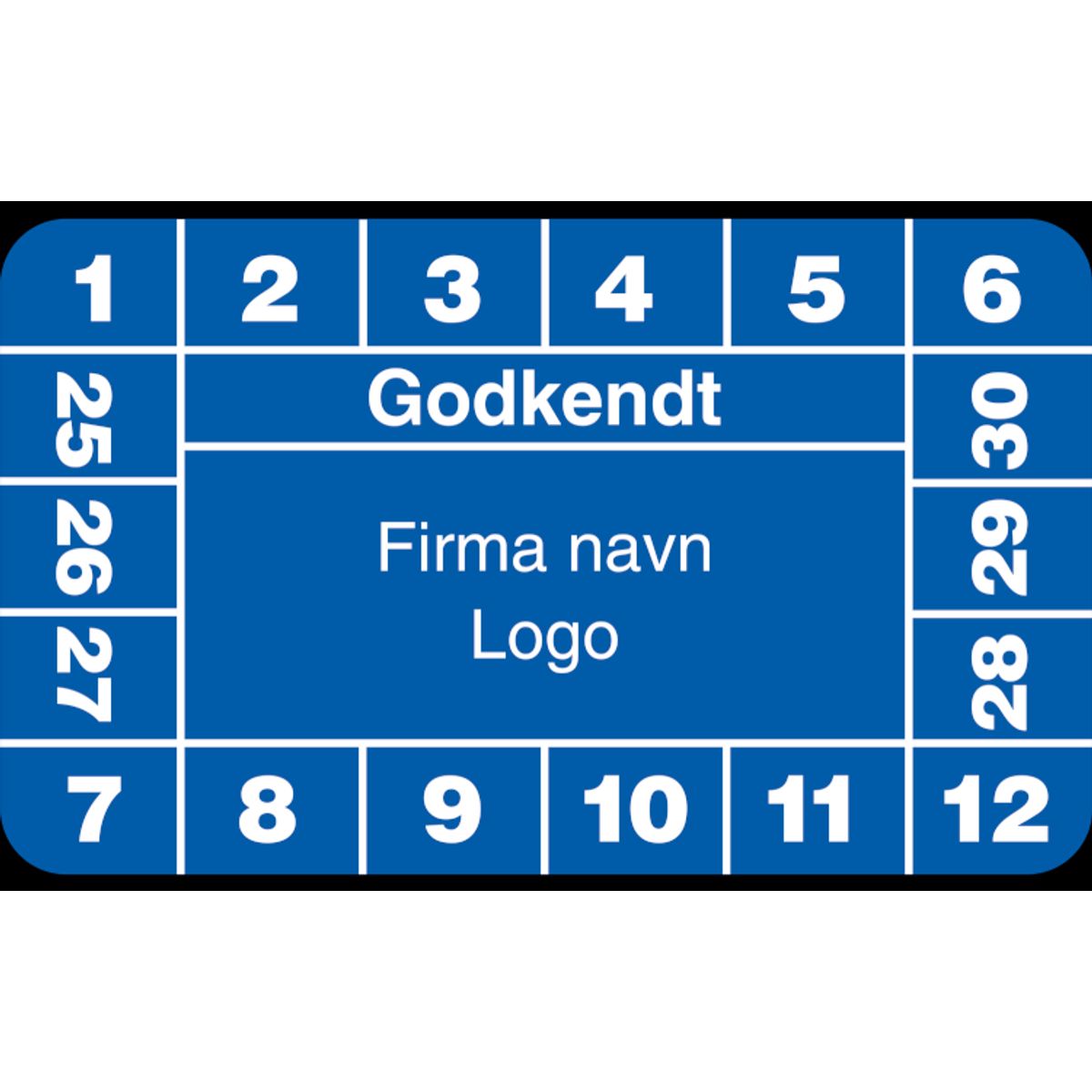 Godkendt - Blå - Selvklæbende ark à 10 stk. - 30 x 50 mm